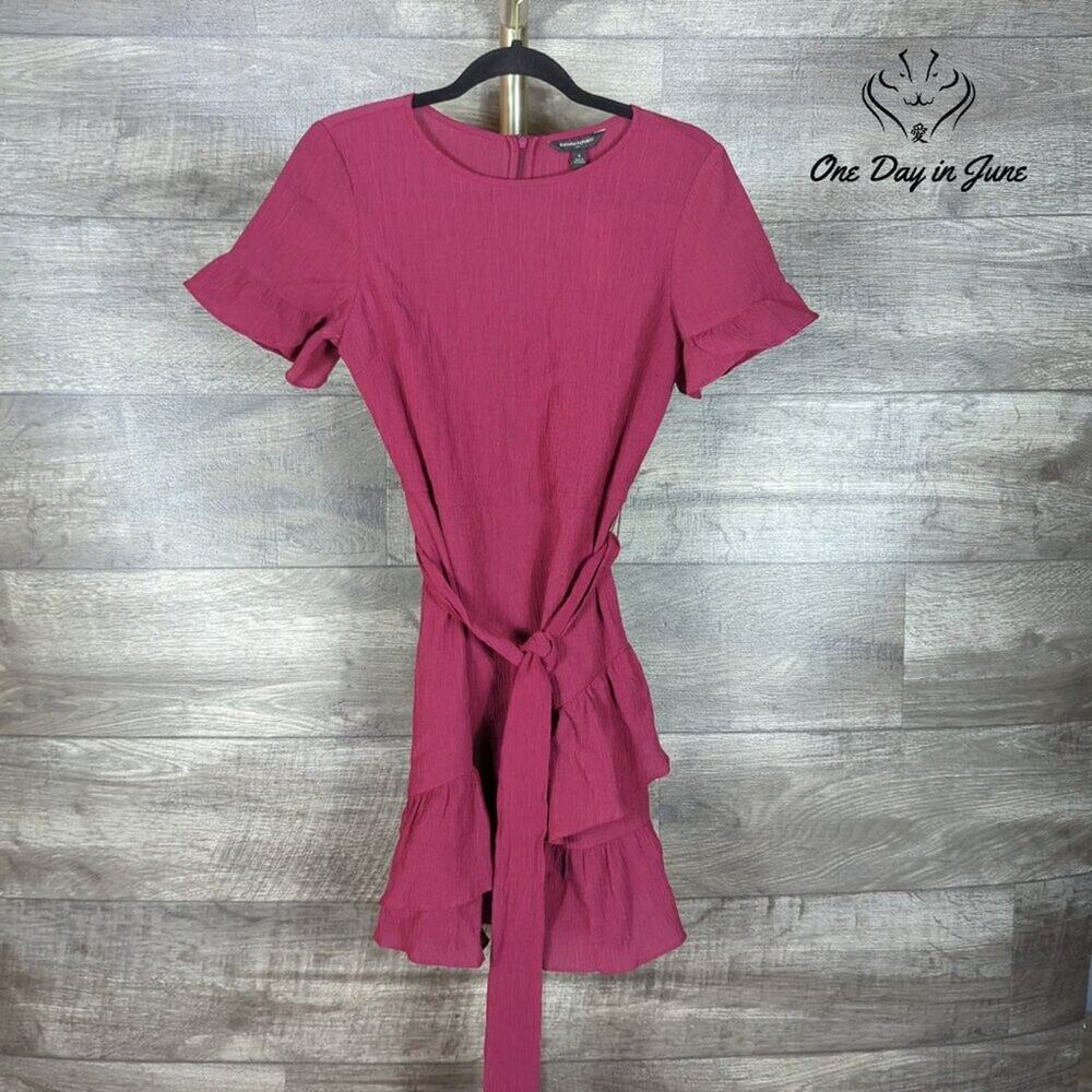 Banana Republic Mini Dress Berry Pink Ruffle Tie Waist NWT $79.99 Size 4